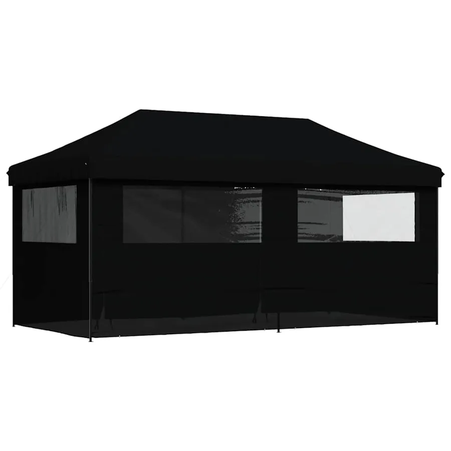 Tente de réception pliable escamotable 4 parois latérales noir - 4
