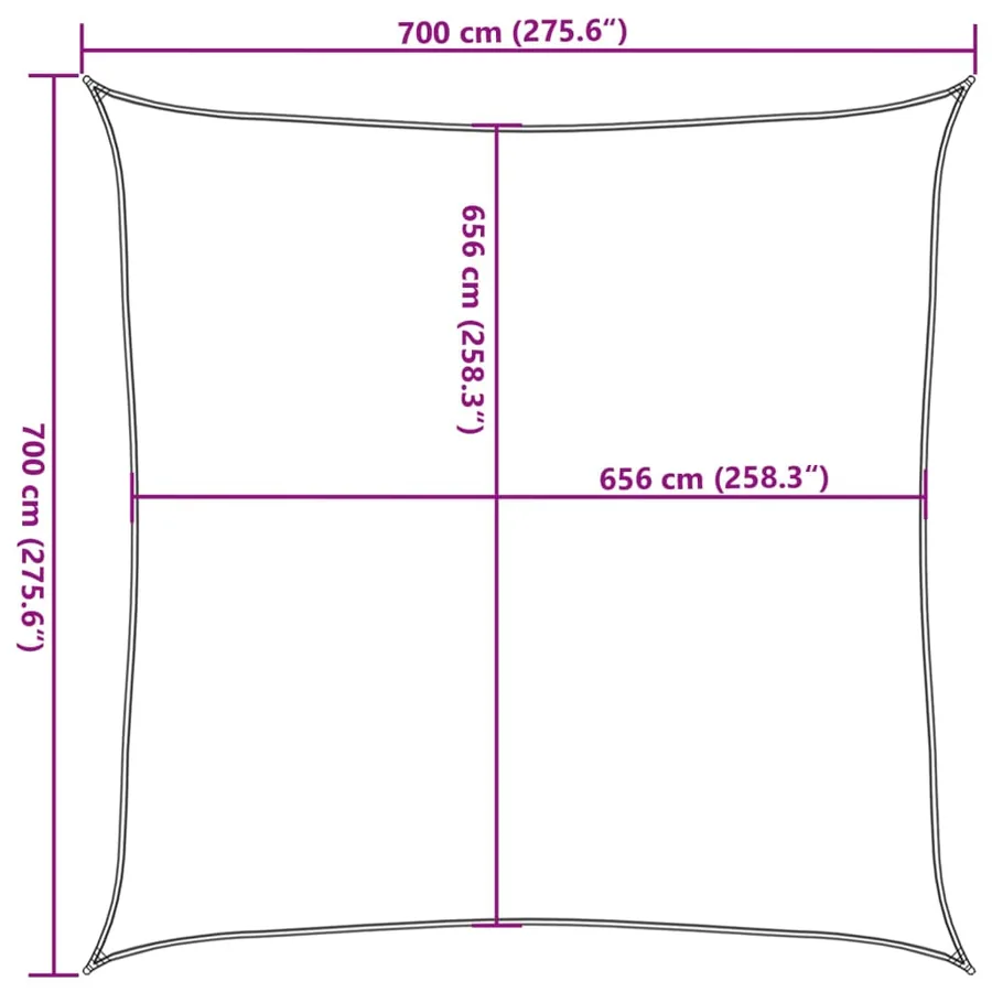 Voile d'ombrage gris clair 7x7 m 100% polyester oxford - 10