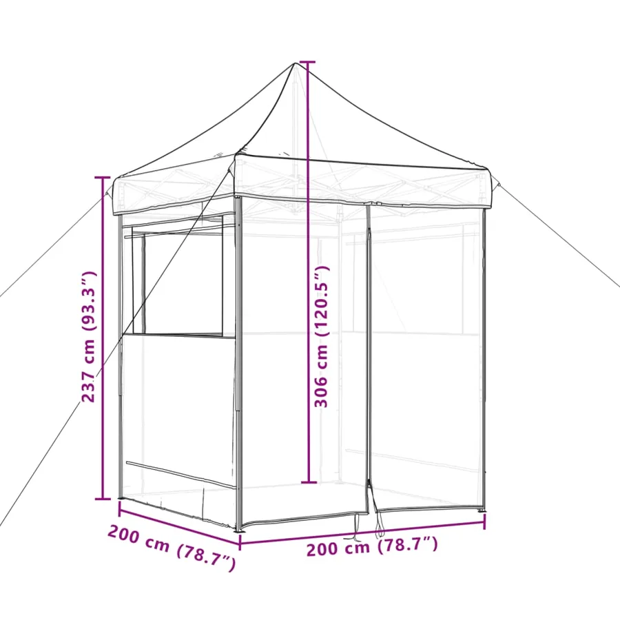 Tente de réception pliable escamotable avec 4 parois latérales - 10