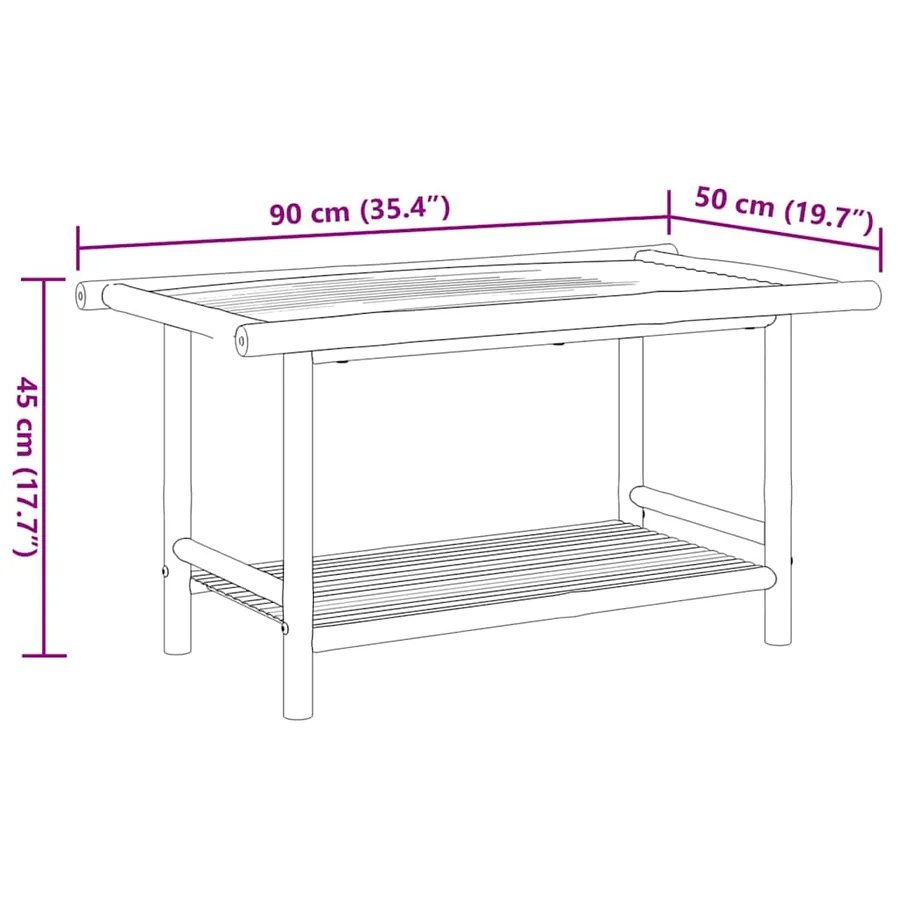 Table basse 90x50x45 cm bambou - 8
