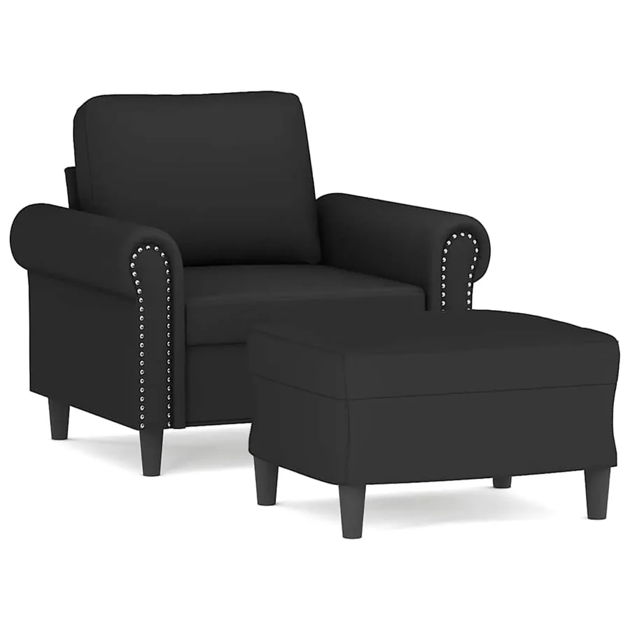 Fauteuil avec repose-pied Noir 60 cm Velours - 2