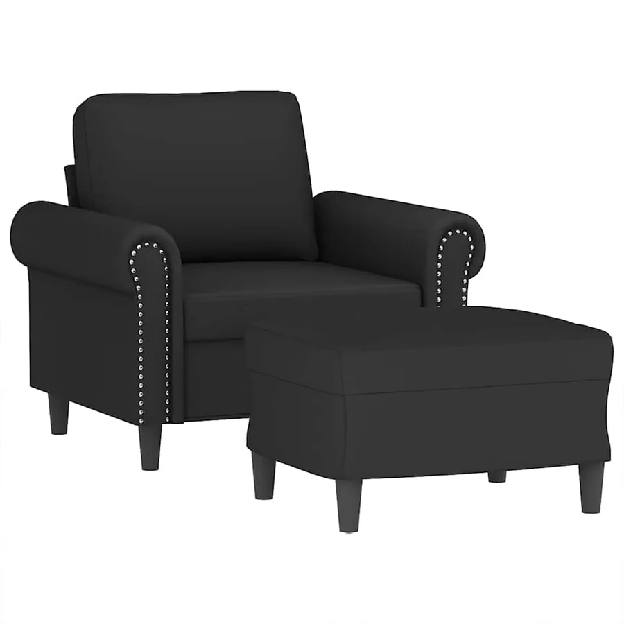 Fauteuil avec repose-pied Noir 60 cm Velours - 3