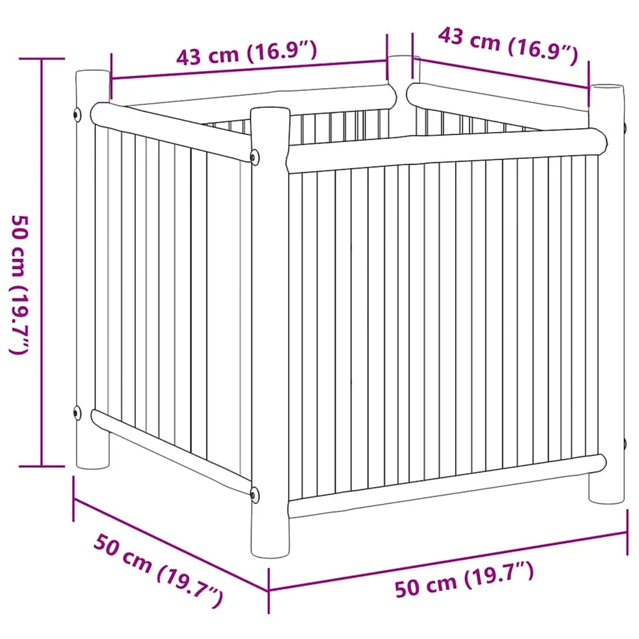 Jardinière 50x50x50 cm bambou - 8