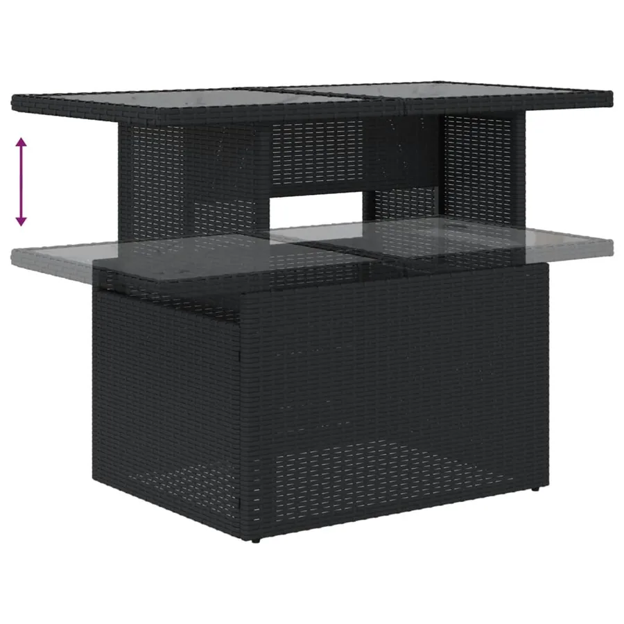 Salon de jardin 8 pcs avec coussins noir résine tressée - 8