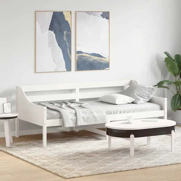 Lit de jour sans matelas blanc 90x200 cm bois de pin massif
