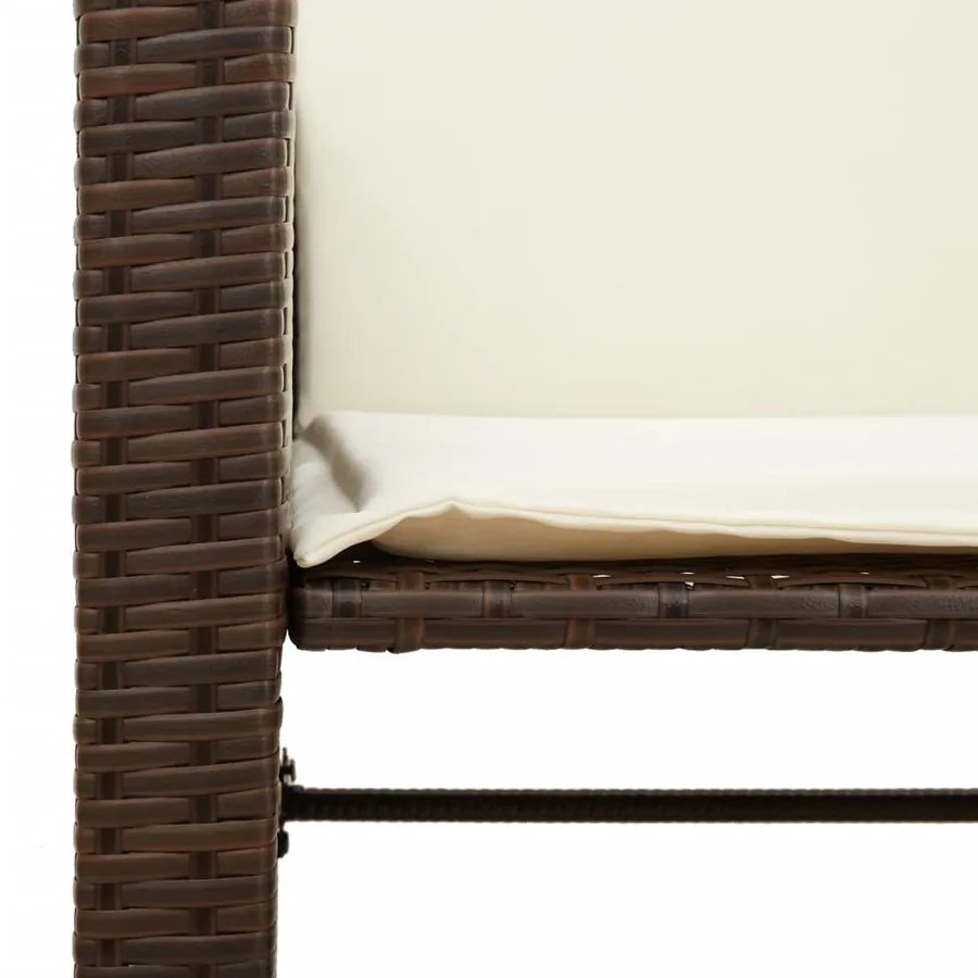 Canapé de jardin 2 places avec table et tabourets marron rotin - 9