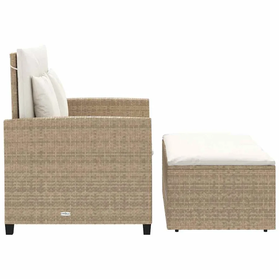 Canapé de jardin avec coussins 2 places beige résine tressée - 7