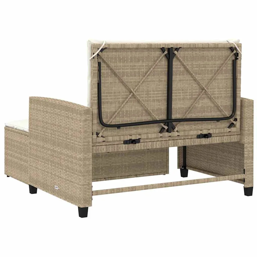 Canapé de jardin avec coussins 2 places beige résine tressée - 8