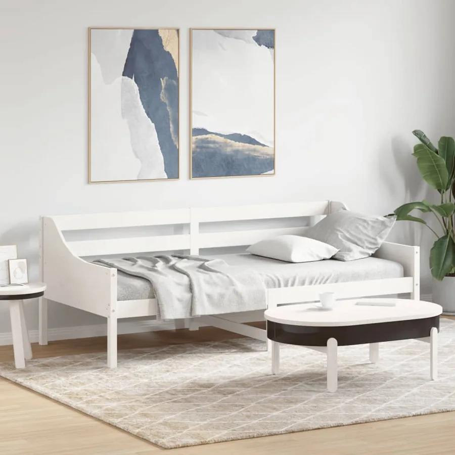 Lit de jour sans matelas blanc 80x200 cm bois de pin massif