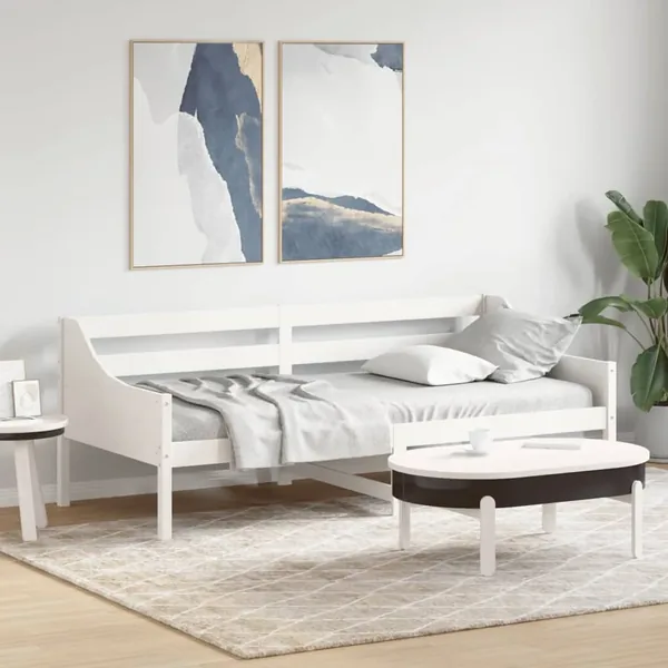 Lit de jour sans matelas blanc 80x200 cm bois de pin massif