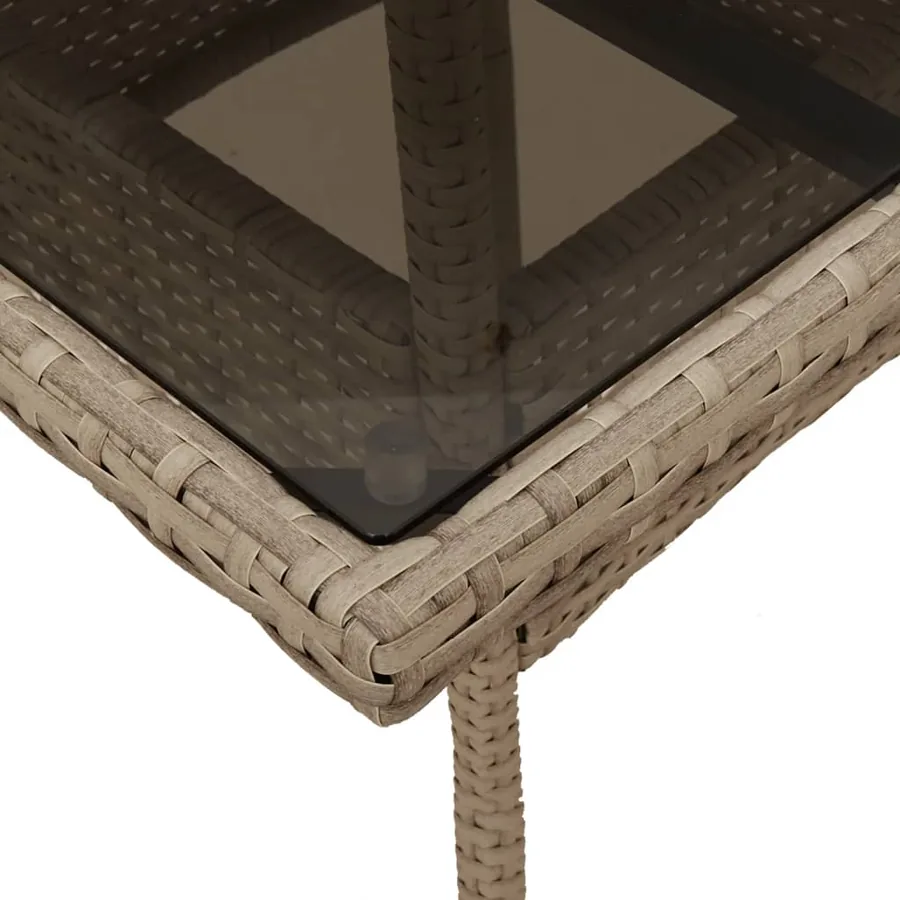 Ensemble à manger de jardin et coussins 3 pcs beige rotin verre - 6