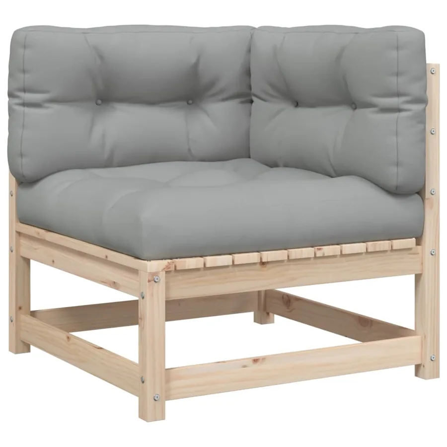 Salon de jardin 3 pcs avec coussins bois de pin massif - 4