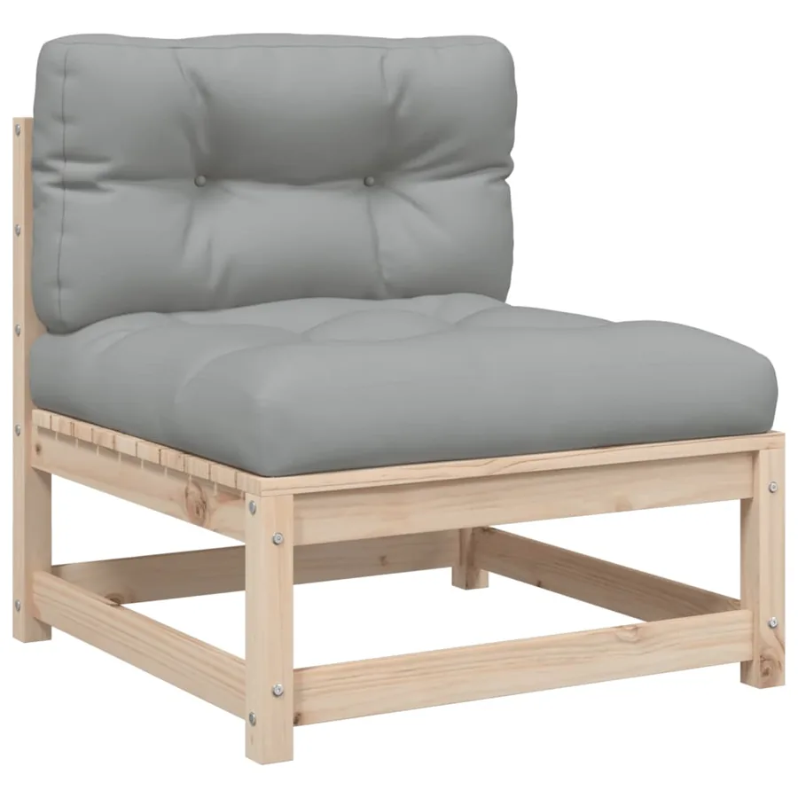 Salon de jardin 3 pcs avec coussins bois de pin massif - 5