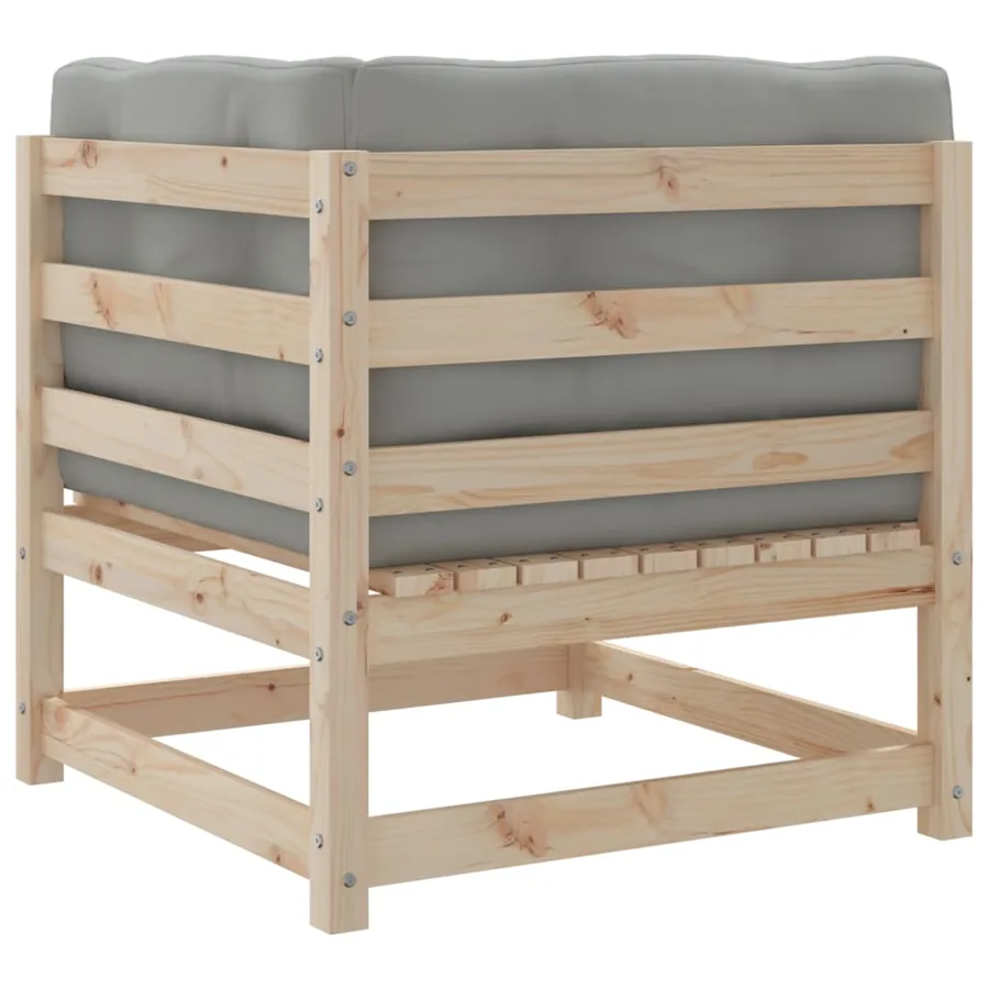 Salon de jardin 3 pcs avec coussins bois de pin massif - 7