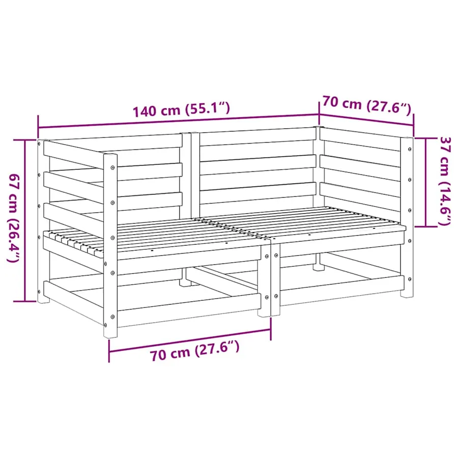 Salon de jardin 2 pcs bois de pin massif - 7