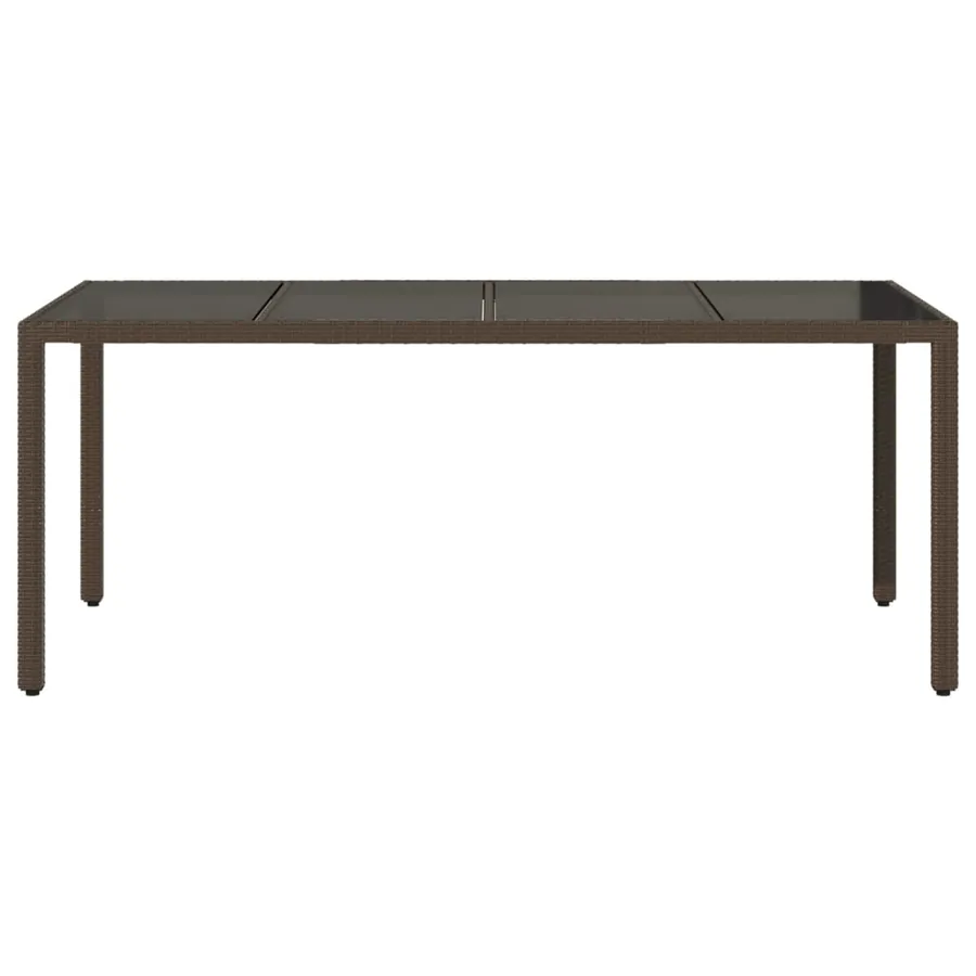 Table de jardin avec dessus en verre marron résine tressée - 4