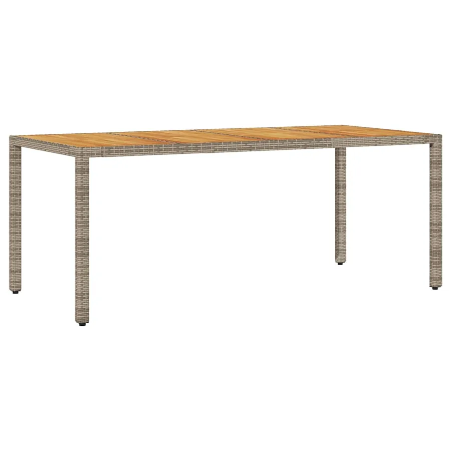 Table de jardin et dessus en bois d'acacia gris résine tressée - 6