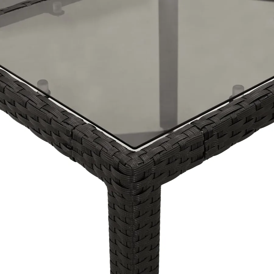 Ensemble à manger de jardin et coussins 5 pcs noir rotin verre - 6