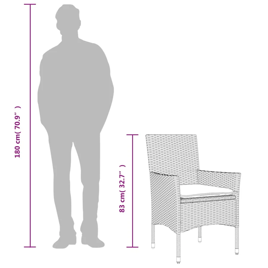 Ensemble à manger de jardin et coussins 5 pcs gris rotin verre - 10