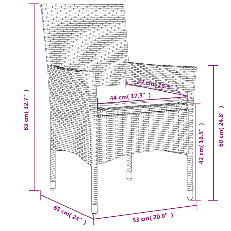 Ensemble à manger de jardin et coussins 5 pcs gris rotin verre - 8