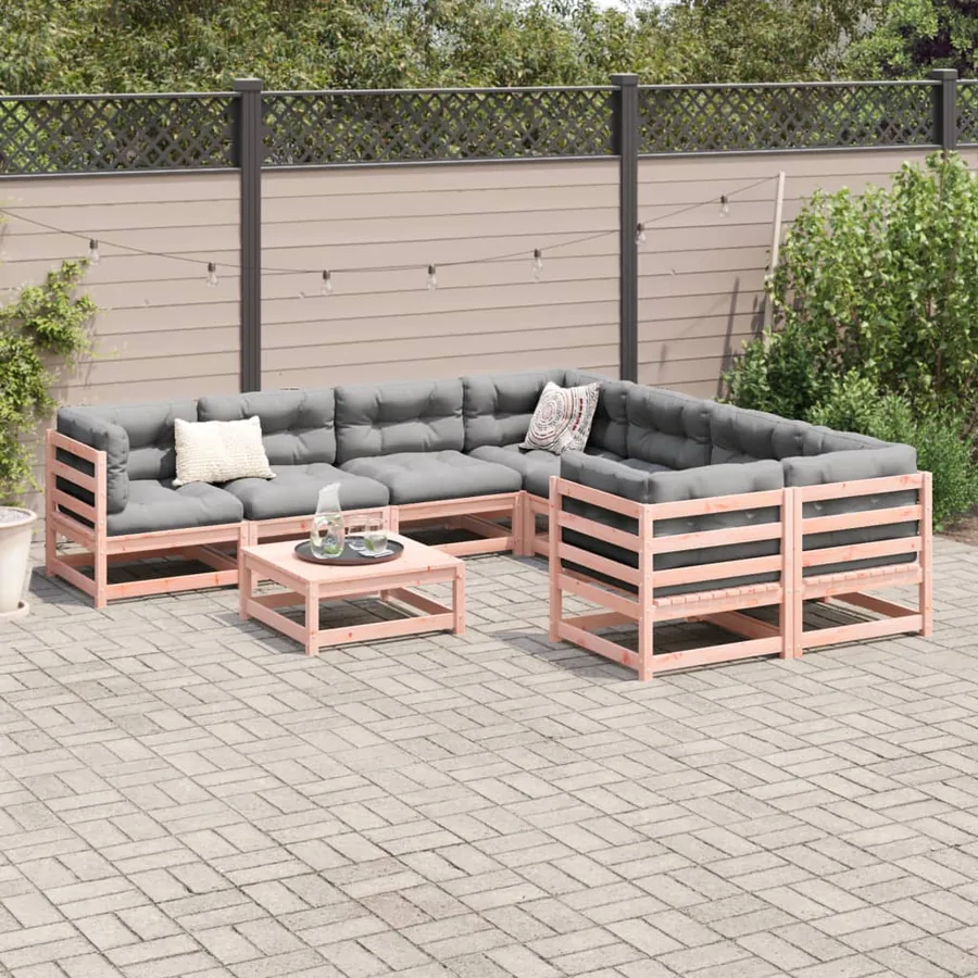 Salon de jardin 9 pcs bois massif sapin de douglas - 3