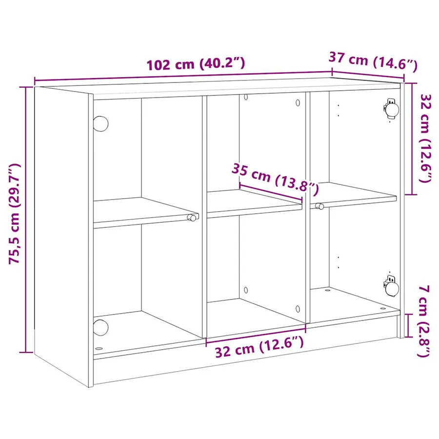 Buffet chêne sonoma 102x37x75,5 cm bois d'ingénierie - 11