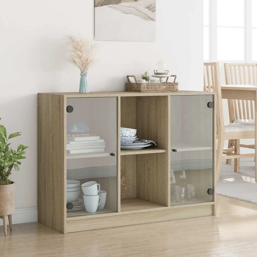 Buffet chêne sonoma 102x37x75,5 cm bois d'ingénierie - 3