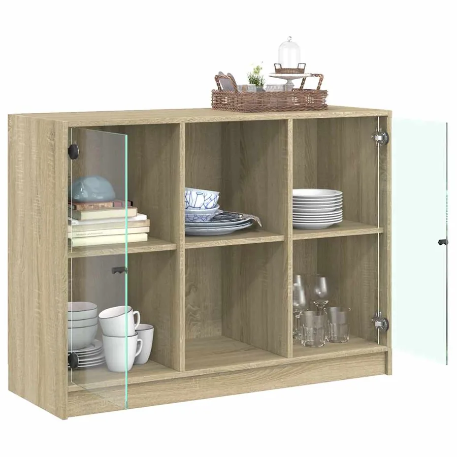 Buffet chêne sonoma 102x37x75,5 cm bois d'ingénierie - 4