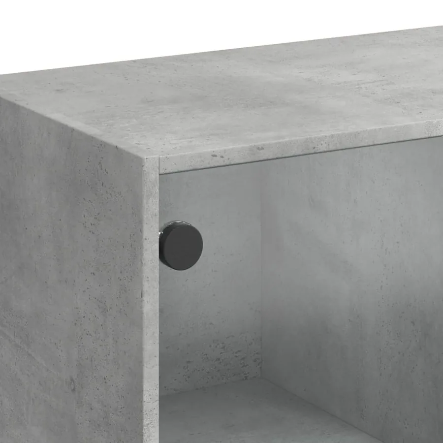 Buffet haut avec portes gris béton 68x37x142 cm bois ingénierie - 10