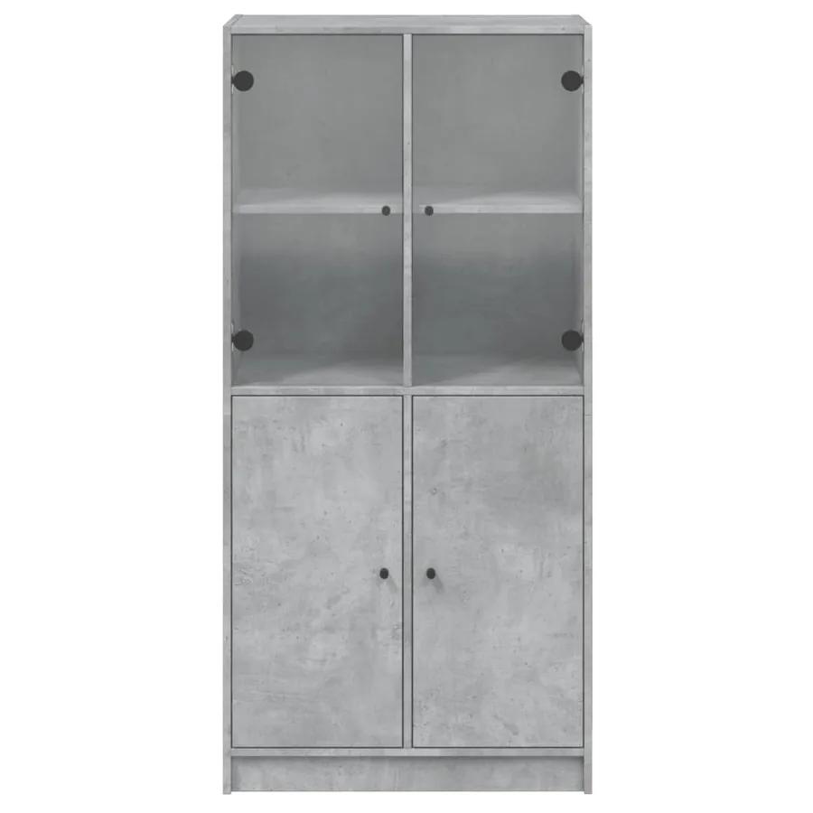 Buffet haut avec portes gris béton 68x37x142 cm bois ingénierie - 7