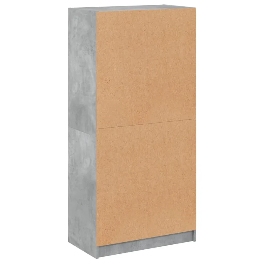 Buffet haut avec portes gris béton 68x37x142 cm bois ingénierie - 9