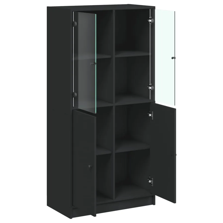 Buffet haut avec portes noir 68x37x142 cm bois d'ingénierie - 6