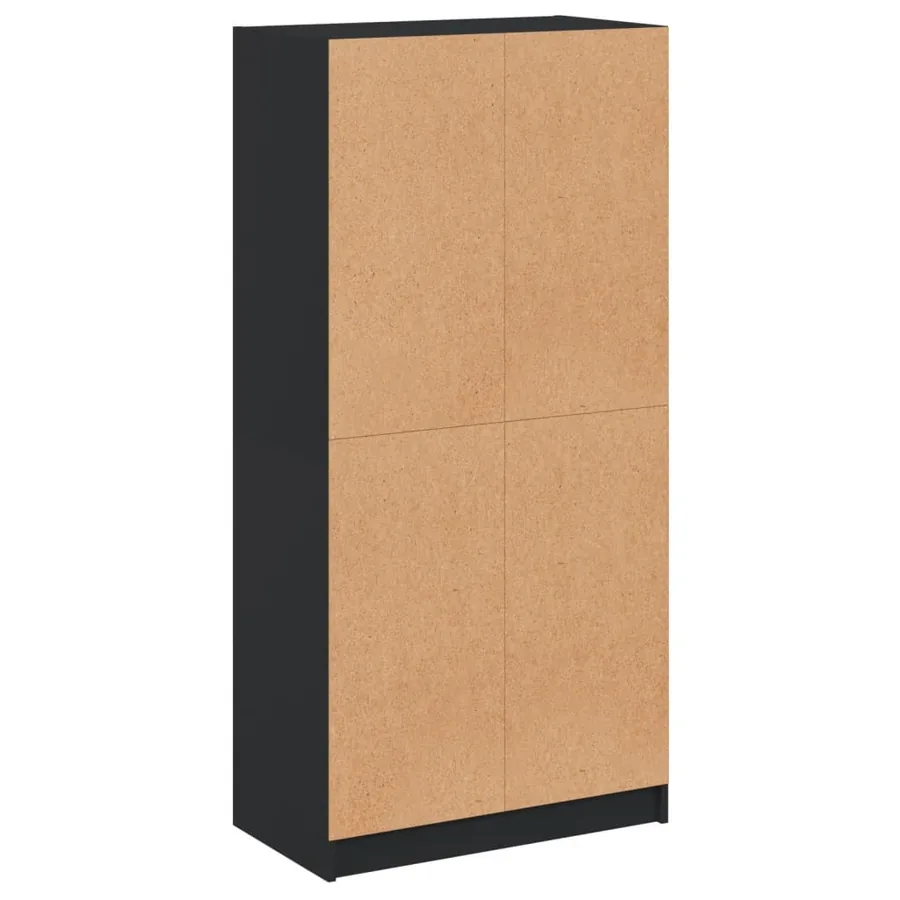 Buffet haut avec portes noir 68x37x142 cm bois d'ingénierie - 9