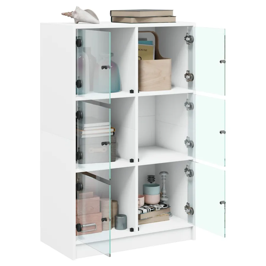 Buffet haut avec portes blanc 68x37x109 cm bois d'ingénierie - 4