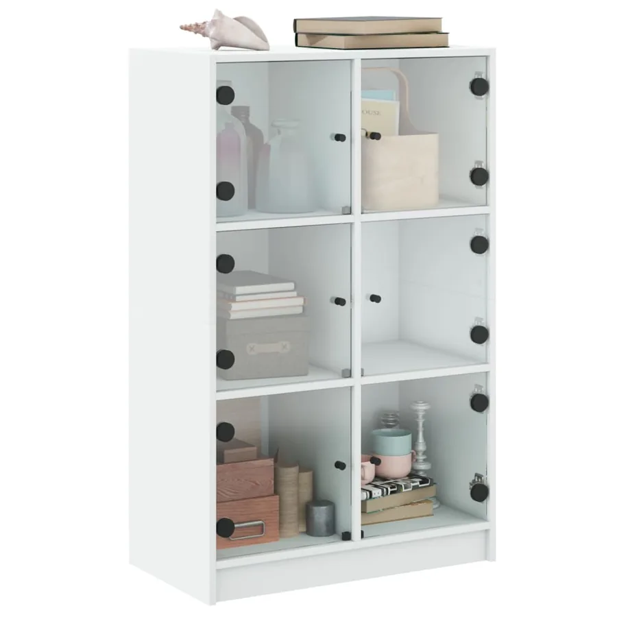 Buffet haut avec portes blanc 68x37x109 cm bois d'ingénierie - 5
