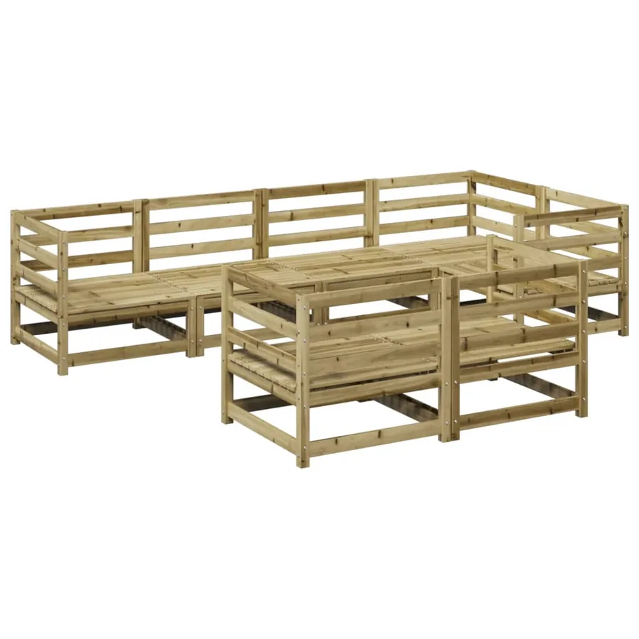 Salon de jardin 7 pcs bois de pin imprégné - 2