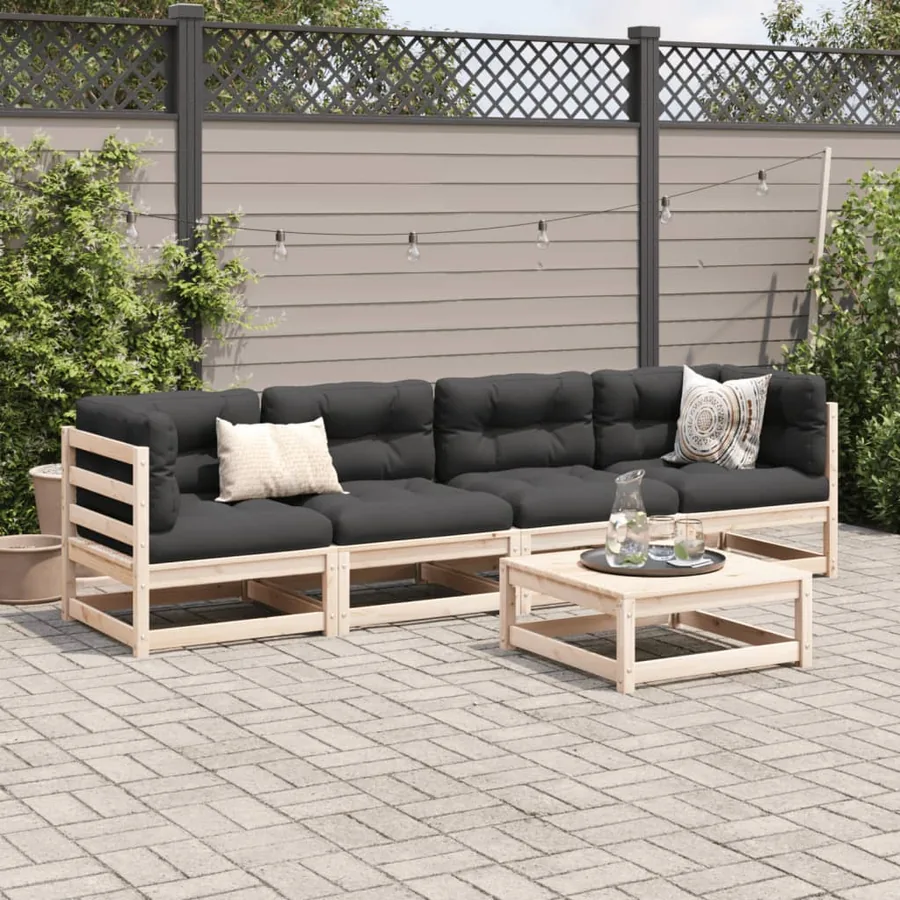 Salon de jardin 5 pcs bois de pin massif - 3