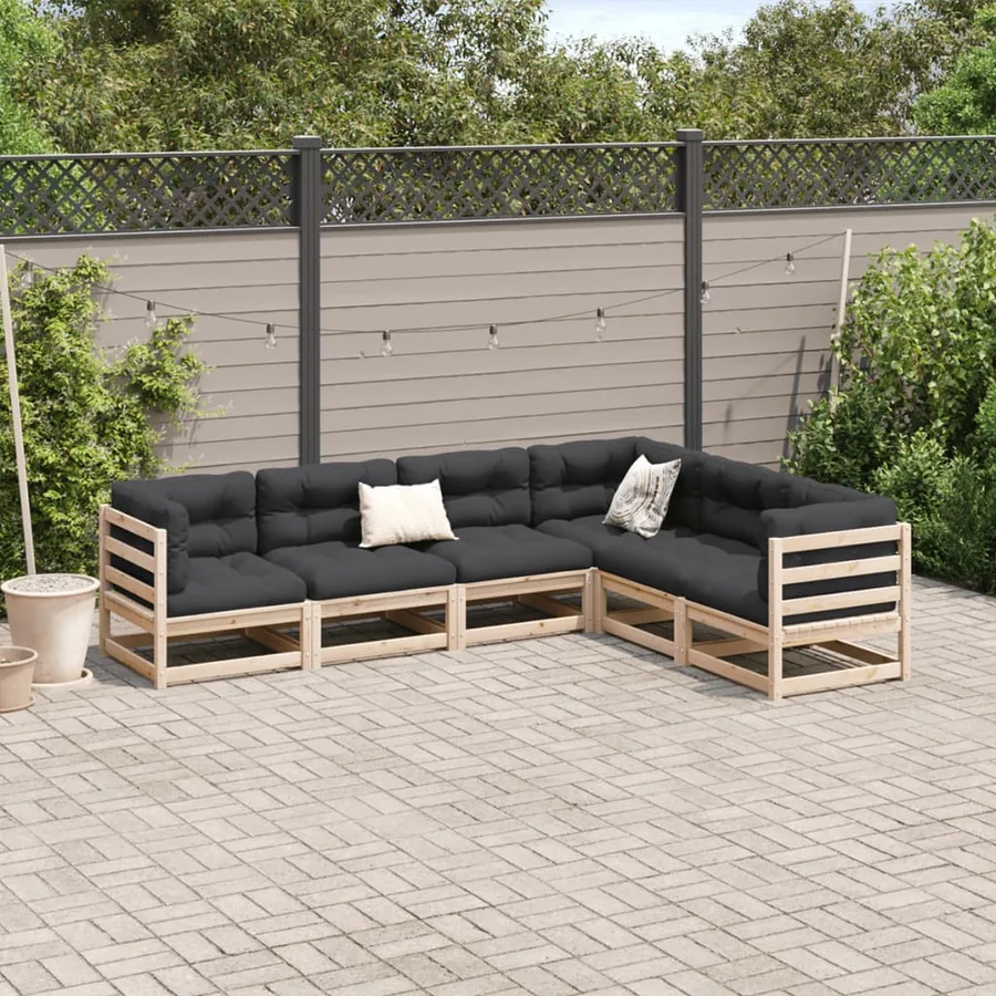 Salon de jardin 6 pcs bois de pin massif - 3