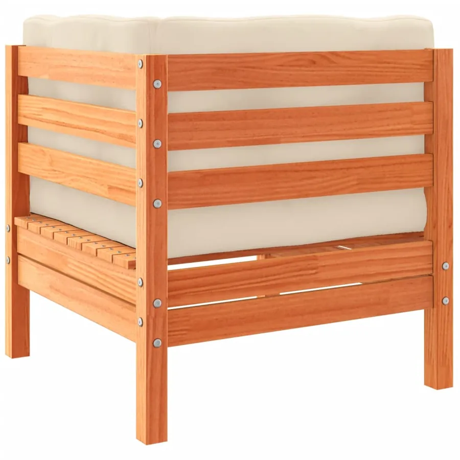 Salon de jardin 7 pcs avec coussins cire marron bois pin massif - 7