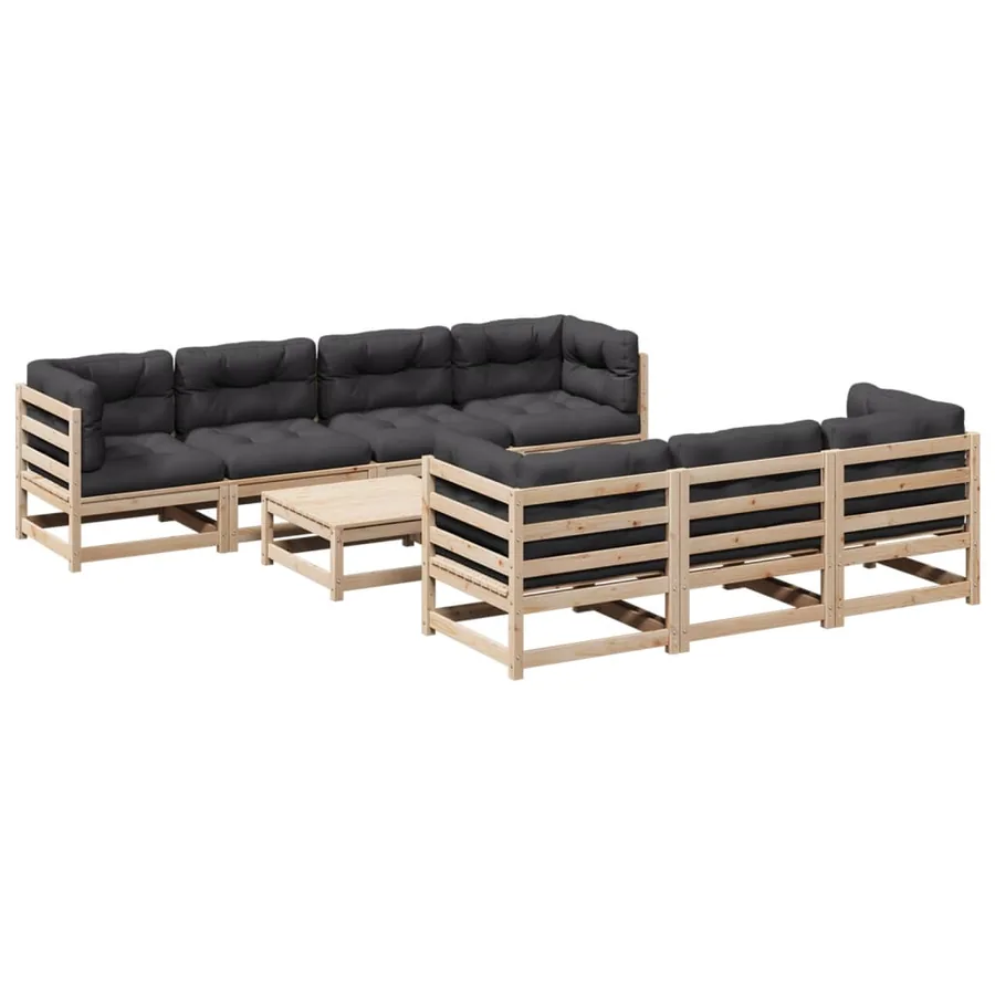Salon de jardin 8 pcs avec coussins bois de pin massif - 2
