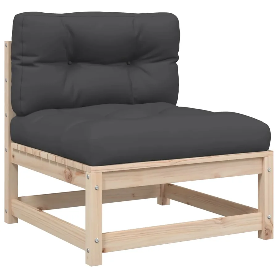 Salon de jardin 8 pcs avec coussins bois de pin massif - 5