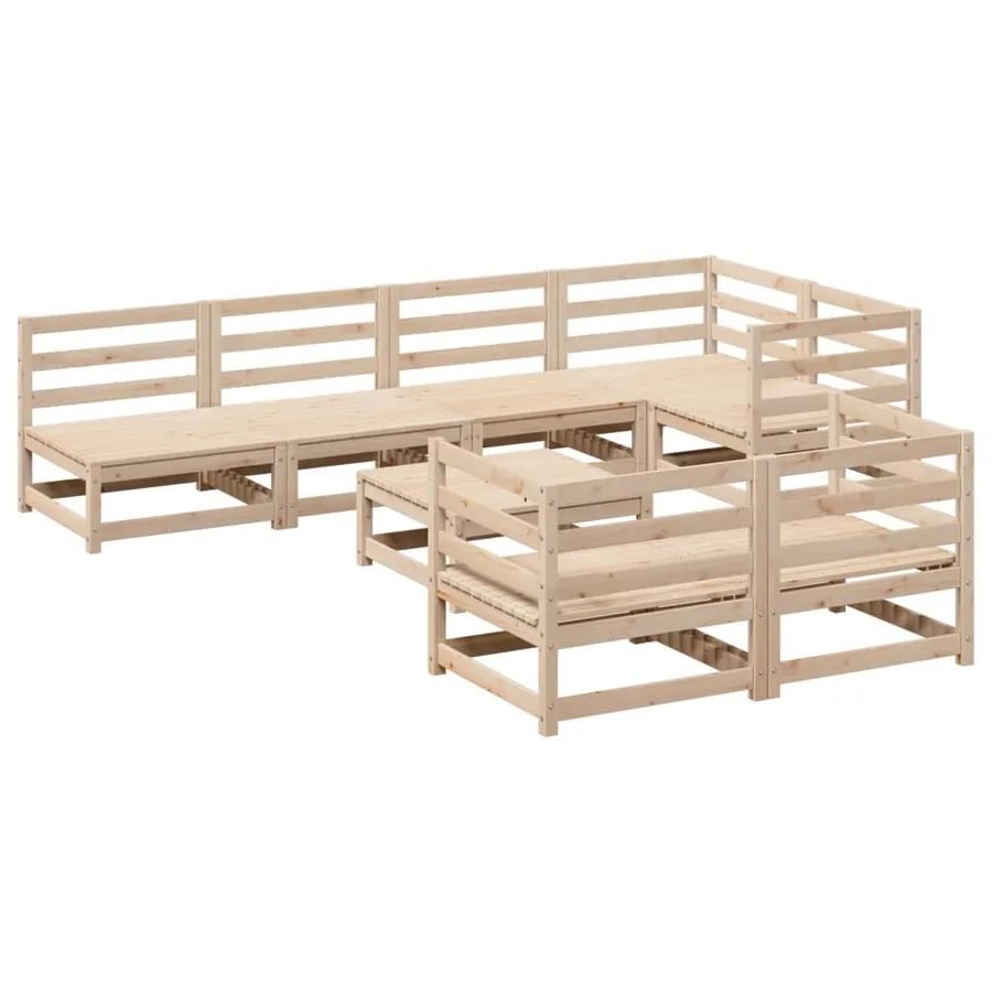 Salon de jardin 8 pcs bois de pin massif - 2