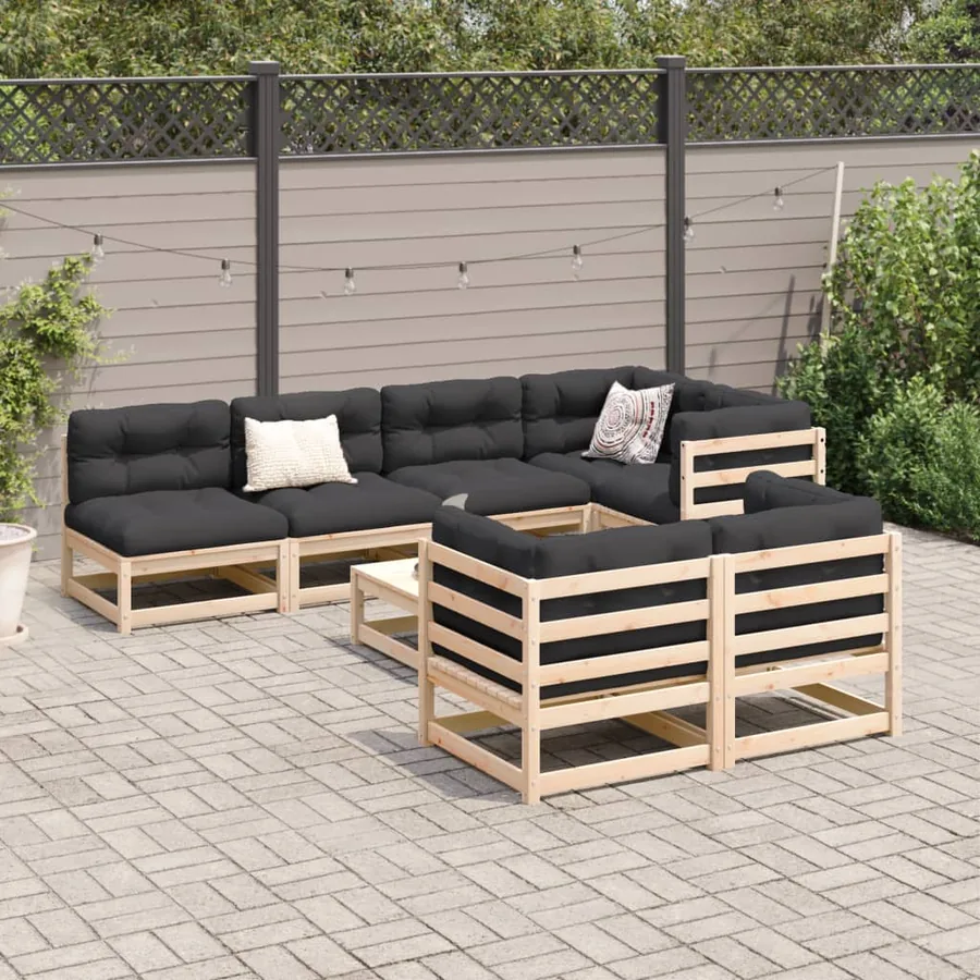 Salon de jardin 8 pcs bois de pin massif - 3