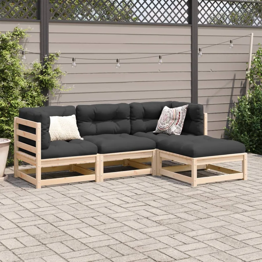Salon de jardin 4 pcs bois massif de pin - 3