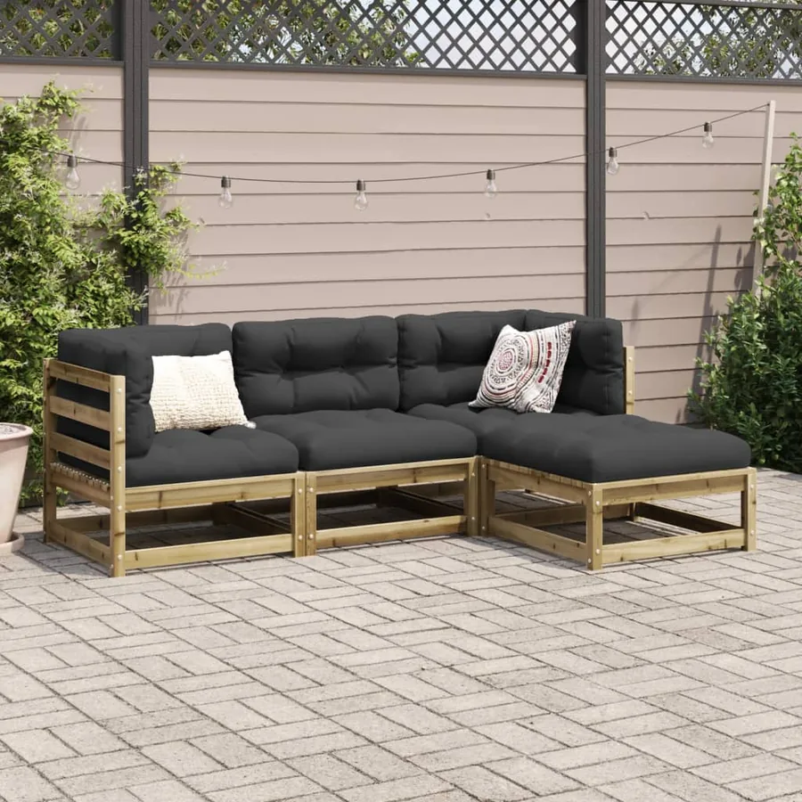 Salon de jardin 4 pcs bois de pin imprégné - 3