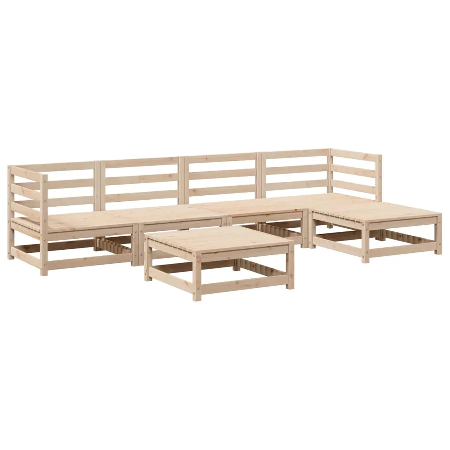 Salon de jardin 6 pcs bois de pin massif - 2