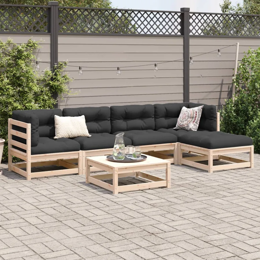 Salon de jardin 6 pcs bois de pin massif - 3