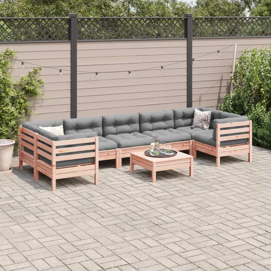 Salon de jardin 8 pcs avec coussins sapin douglas solide - 3