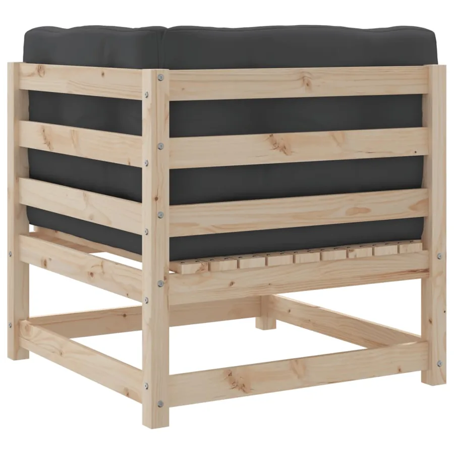 Salon de jardin 8 pcs avec coussins bois de pin massif - 7