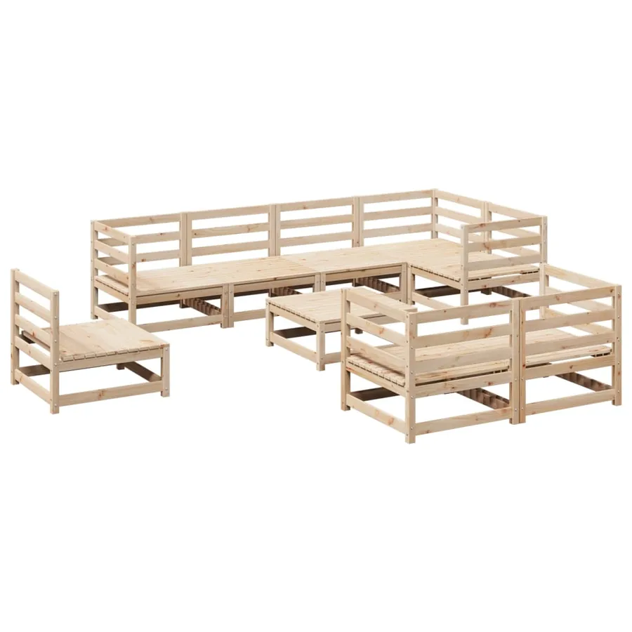 Salon de jardin 9 pcs bois de pin massif - 2